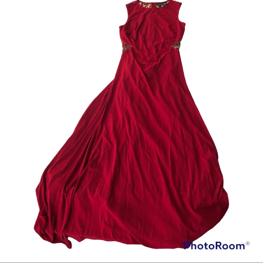 Windsor NWT burgundy maxi formal dress sequin sheer back